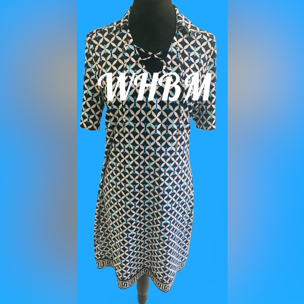 White House Black Market Geometric Patterned Midi Dress - Black and White